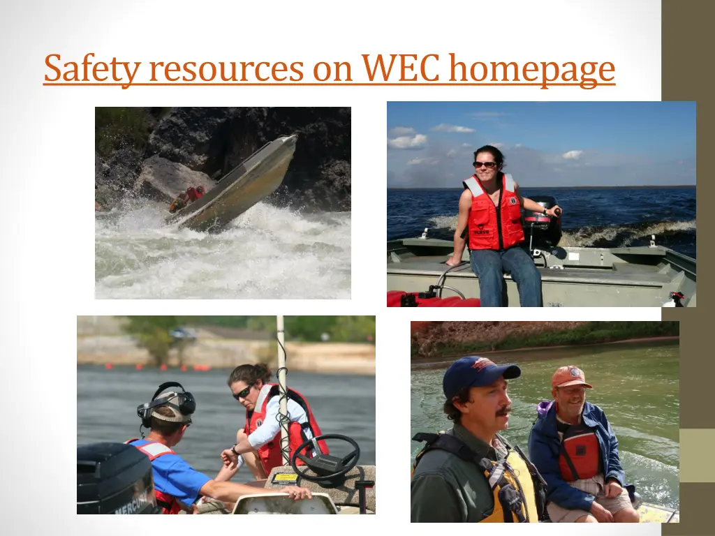 safety resources on wec homepage