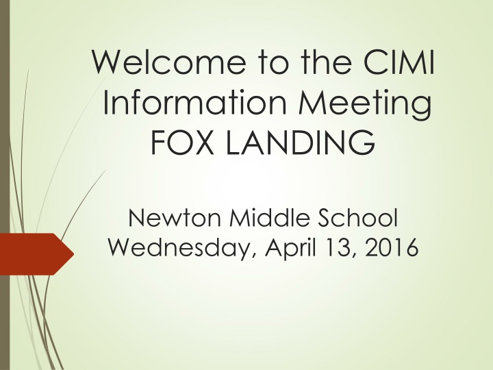 welcome to the cimi information meeting