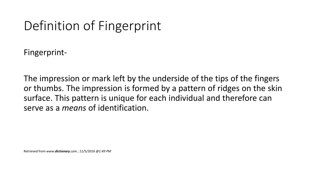 definition of fingerprint