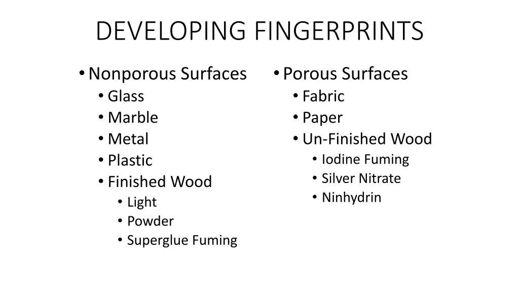 developing fingerprints