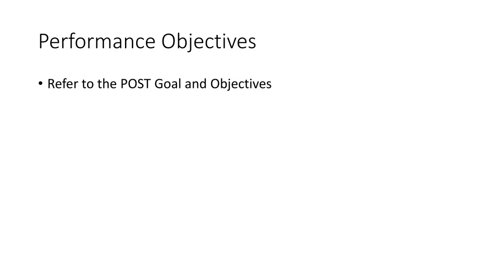 performance objectives