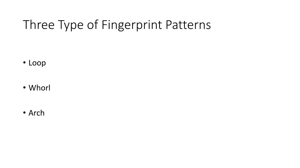 three type of fingerprint patterns