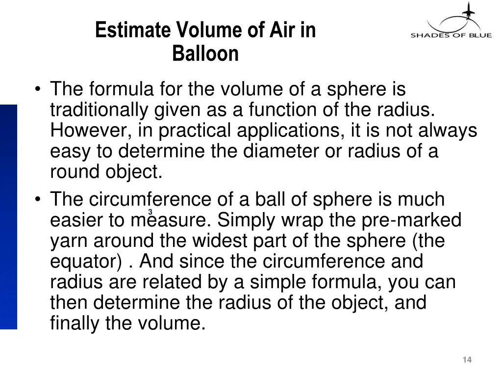 estimate volume of air in balloon