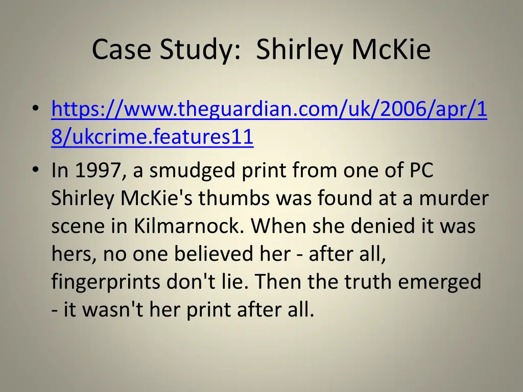 case study shirley mckie