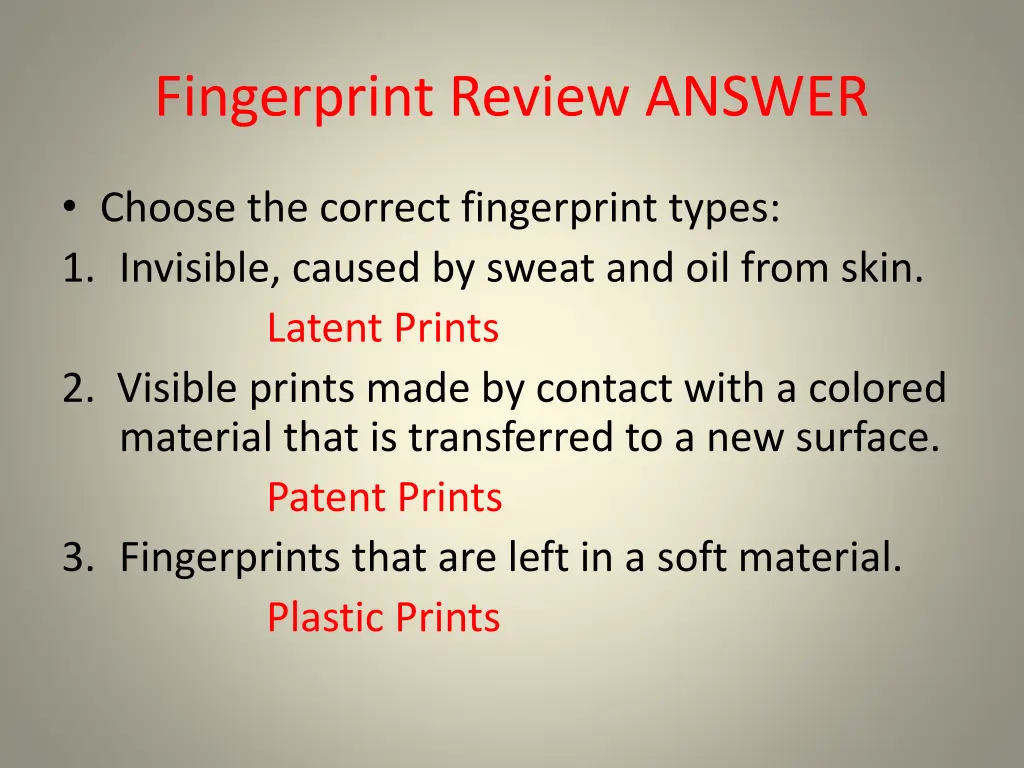 fingerprint review answer 2