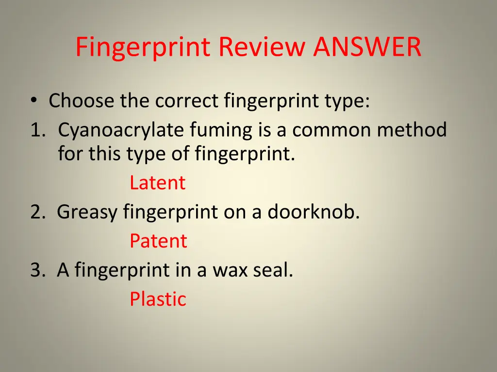 fingerprint review answer 4