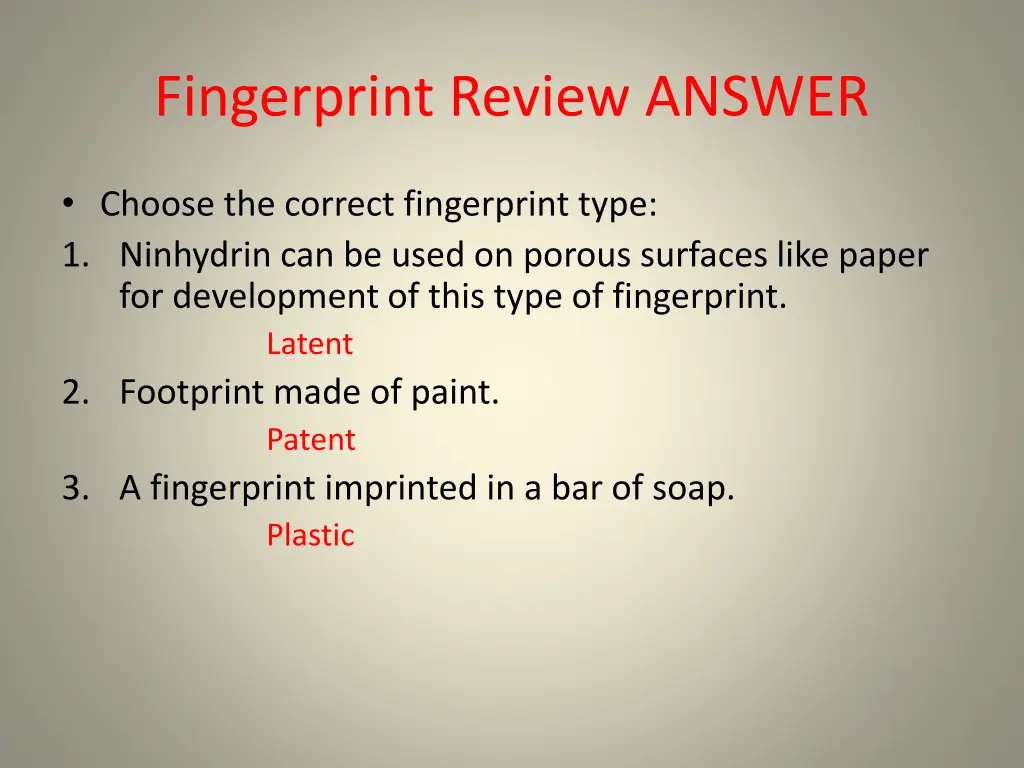 fingerprint review answer 5