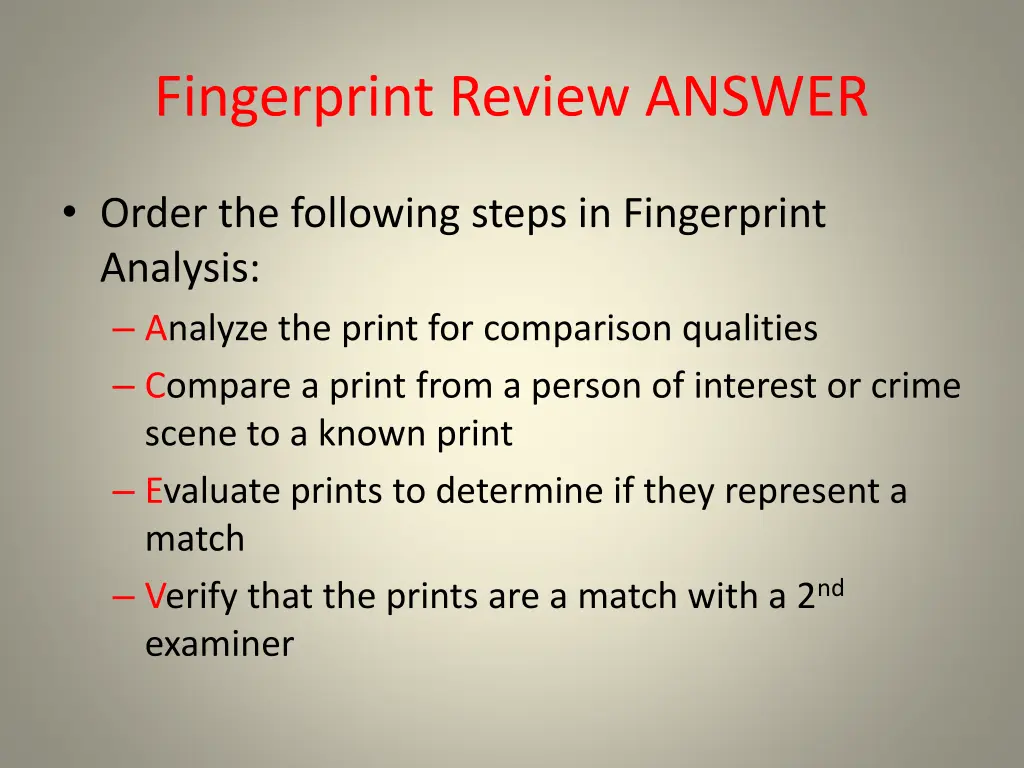 fingerprint review answer