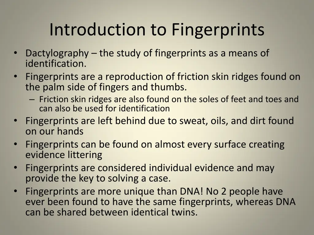 introduction to fingerprints