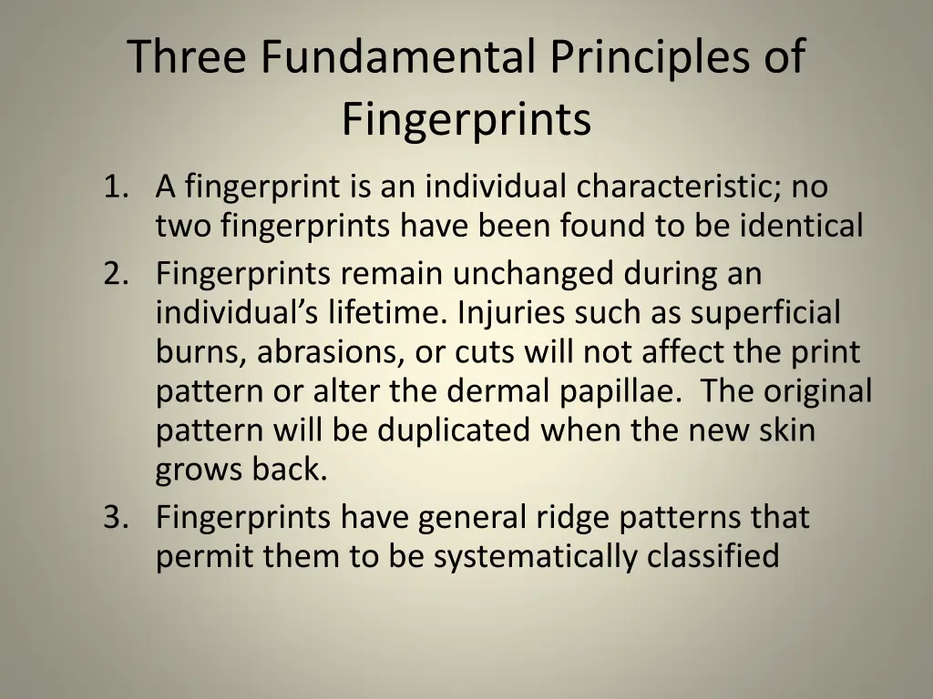 three fundamental principles of fingerprints