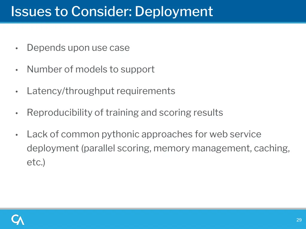 issues to consider deployment