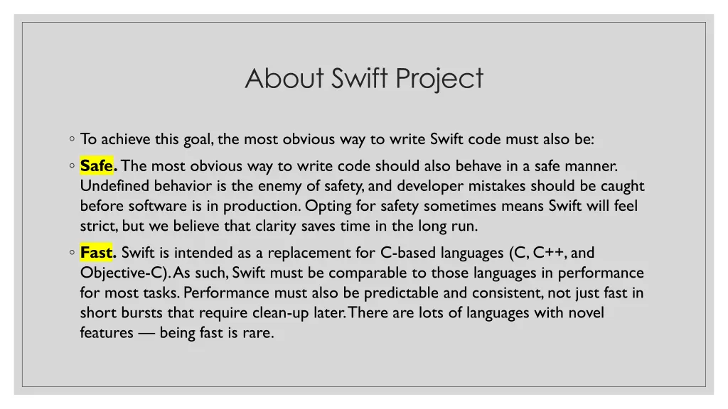 about swift project 1