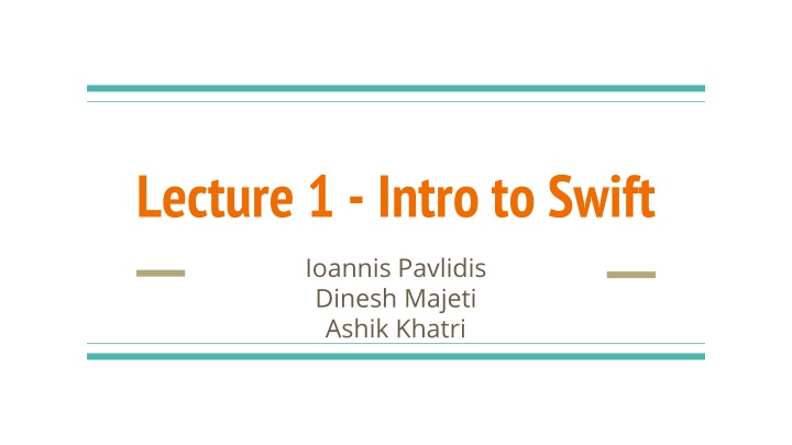 lecture 1 intro to swift