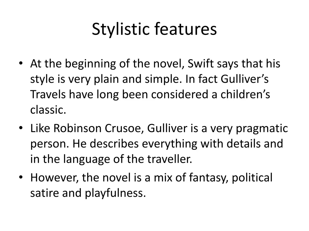 stylistic features