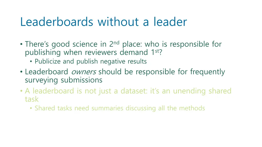 leaderboards without a leader 2