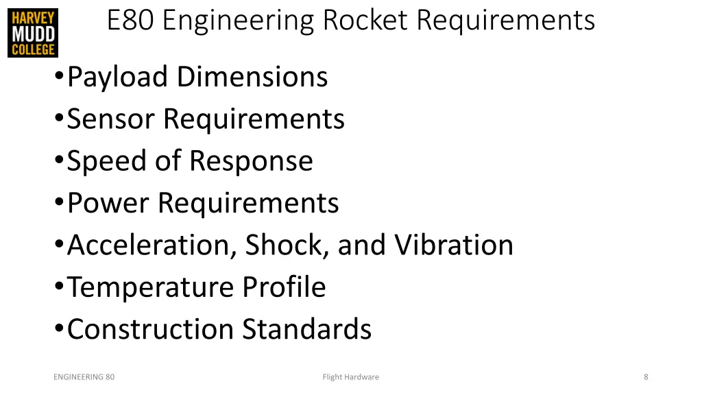 e80 engineering rocket requirements