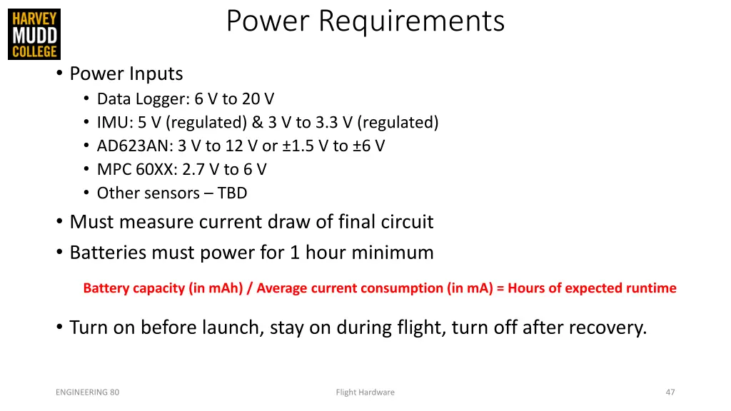 power requirements