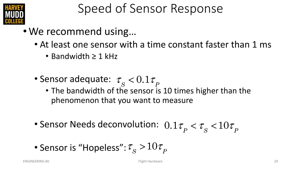 speed of sensor response