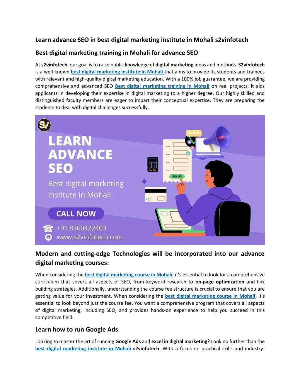 learn advance seo in best digital marketing