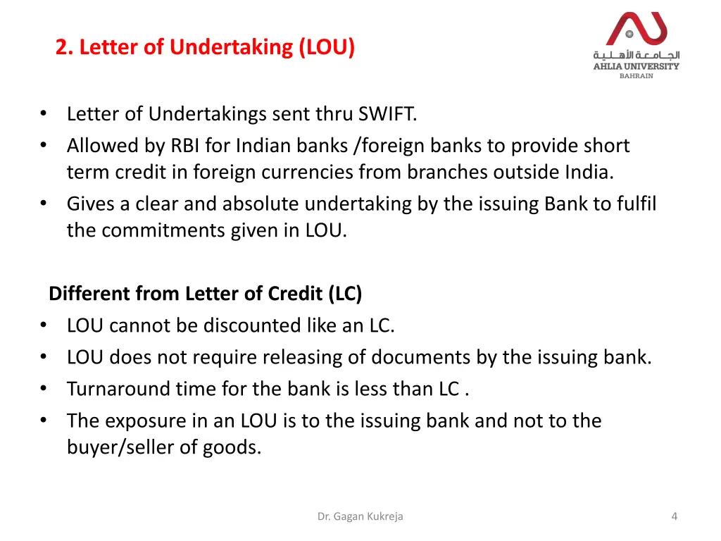 2 letter of undertaking lou