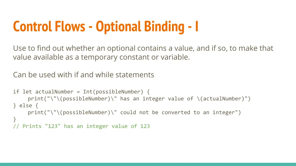 control flows optional binding i