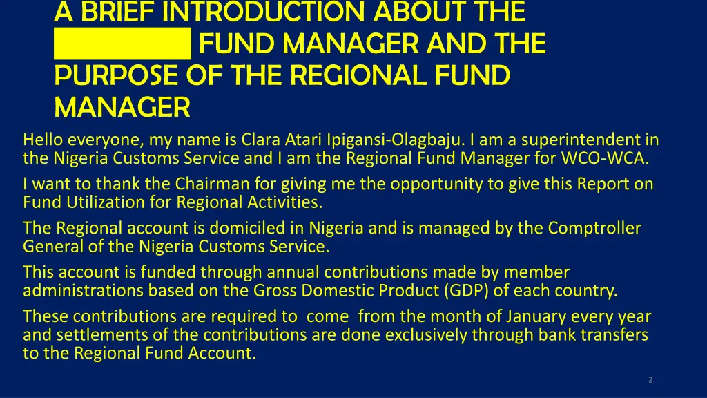 a brief introduction about the regional fund