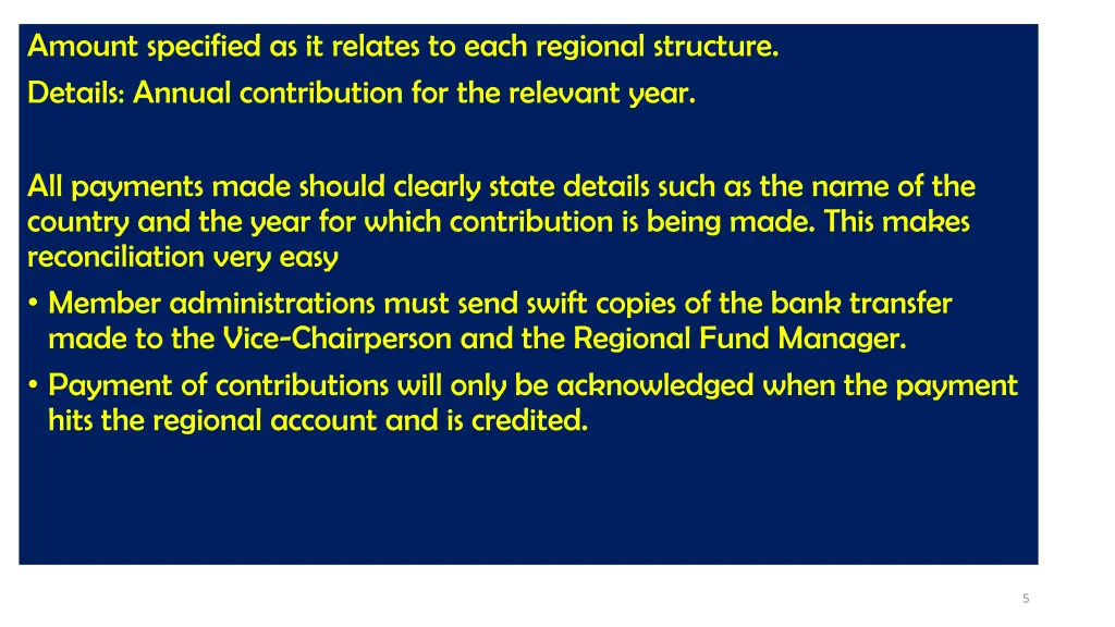 amount specified as it relates to each regional