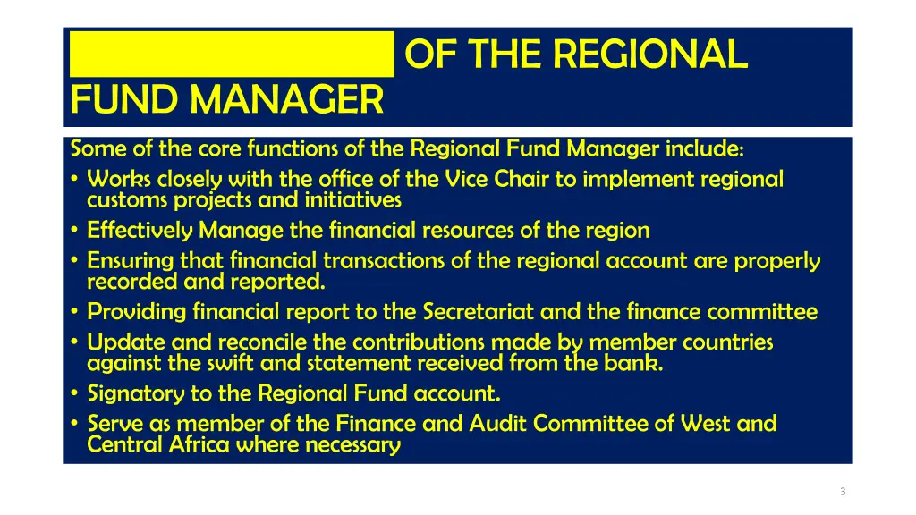 responsibilities of the regional fund manager