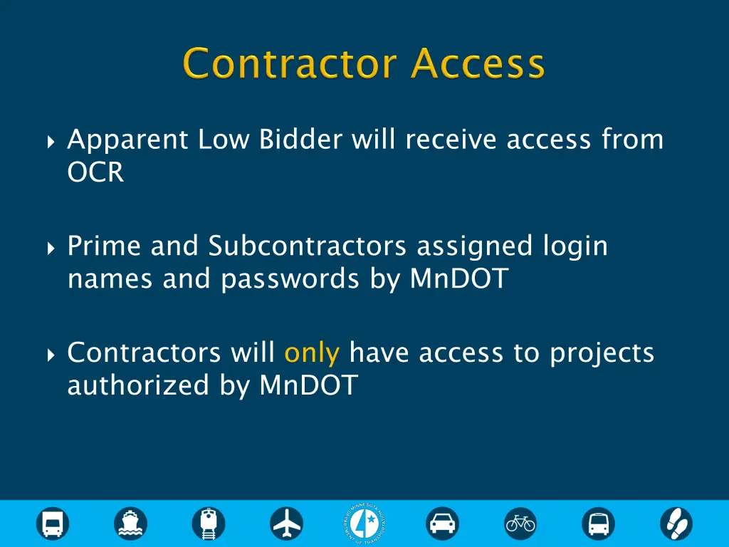 apparent low bidder will receive access from ocr