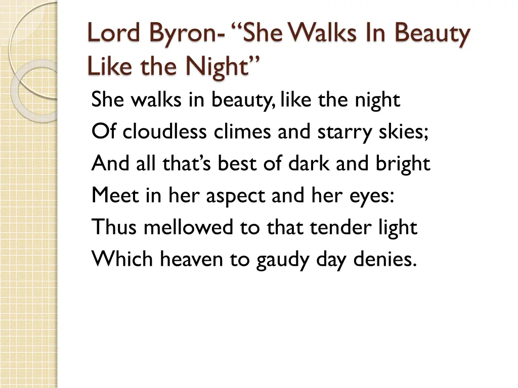 lord byron she walks in beauty like the night