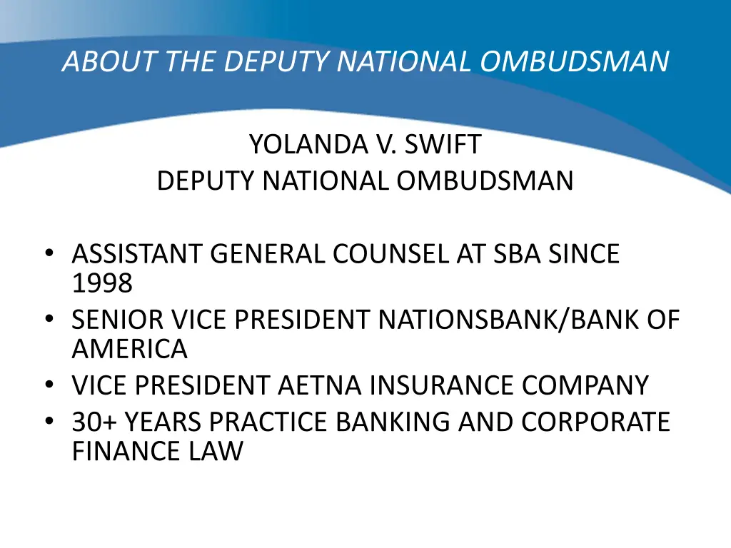 about the deputy national ombudsman