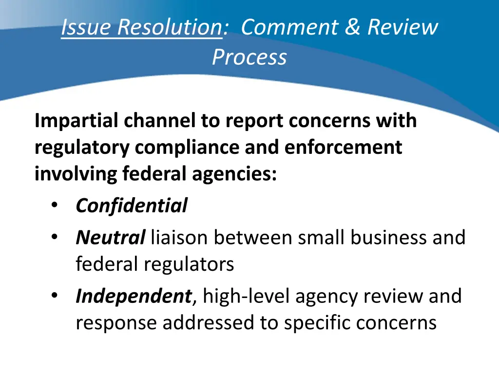 issue resolution comment review process