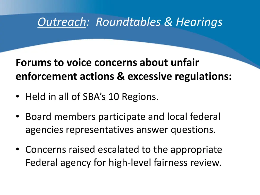 outreach roundtables hearings