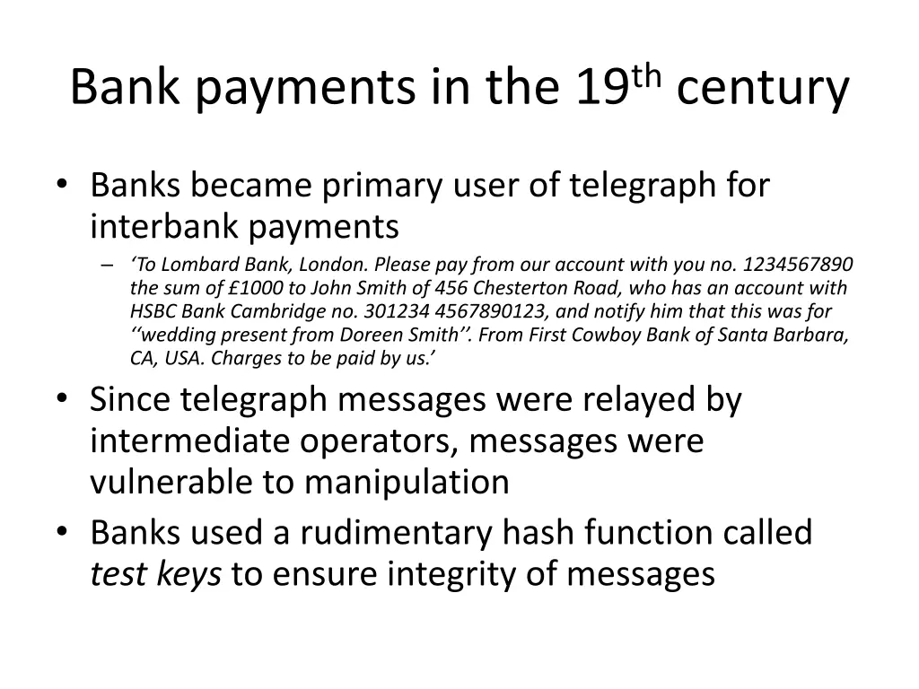 bank payments in the 19 th century