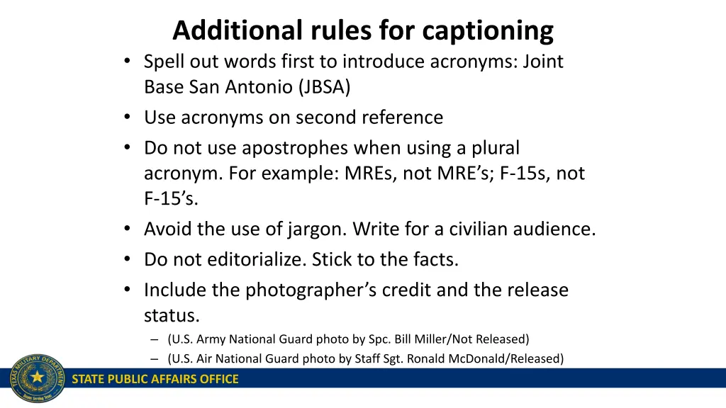 additional rules for captioning spell out words