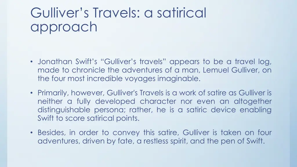 gulliver s travels a satirical approach