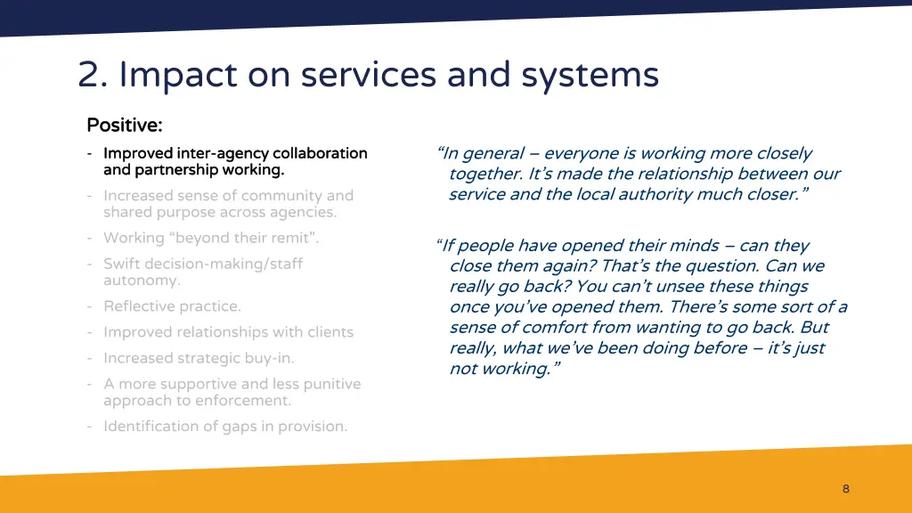 2 impact on services and systems 1