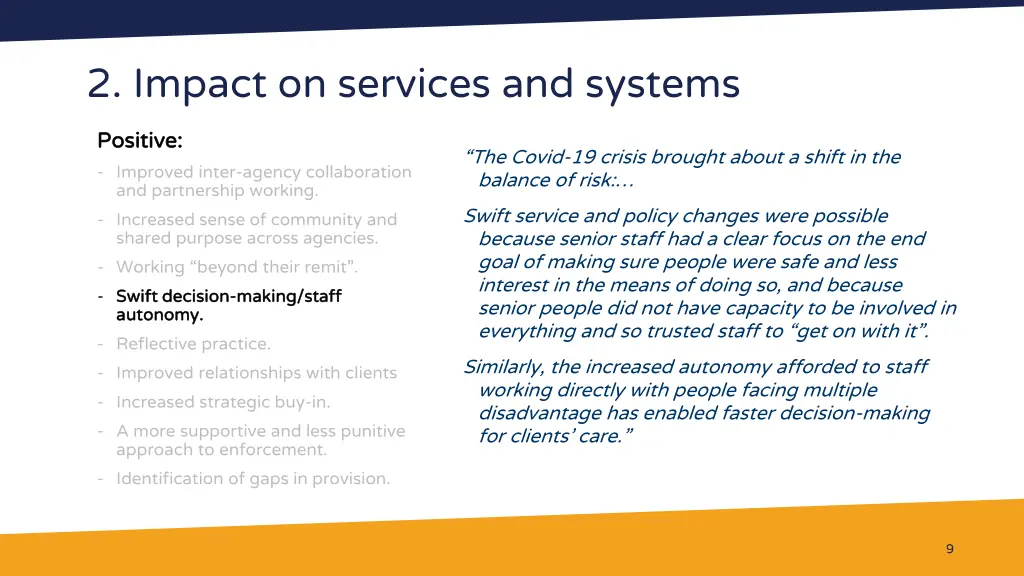 2 impact on services and systems 2