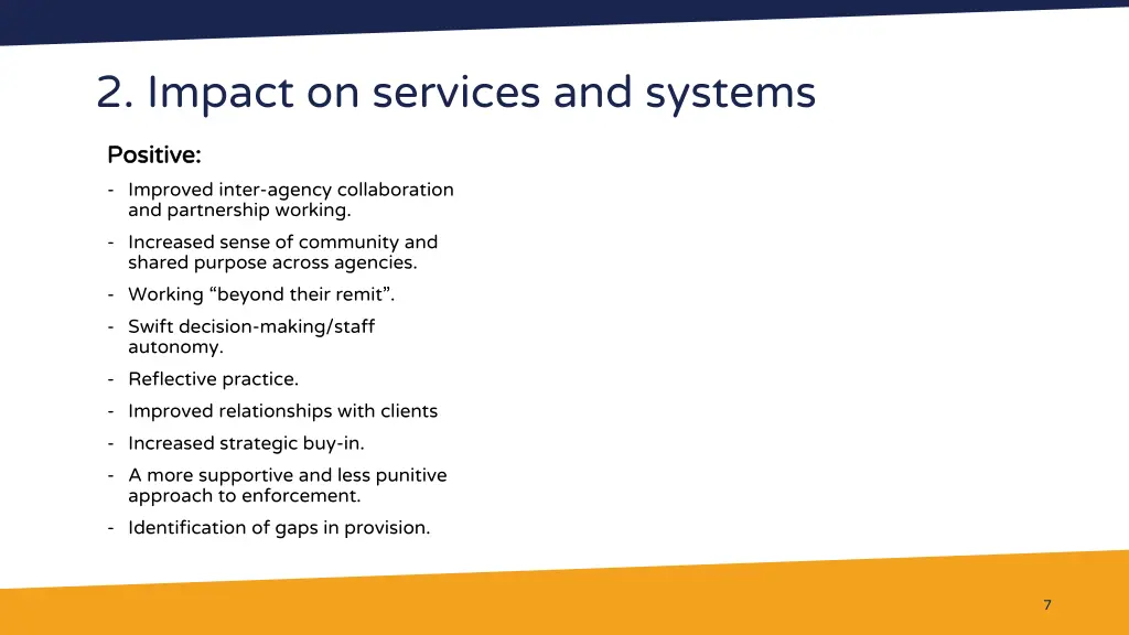 2 impact on services and systems