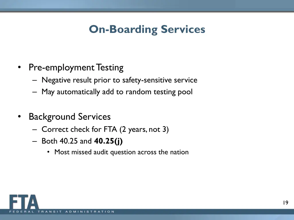 on boarding services