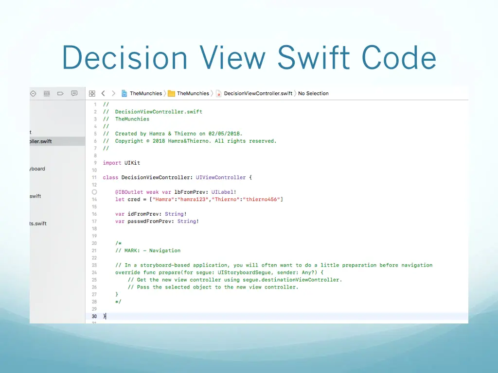 decision view swift code