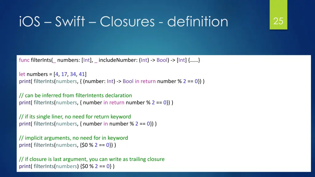 ios swift closures definition