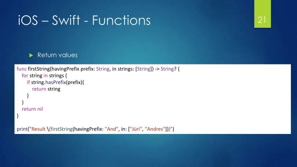 ios swift functions 5