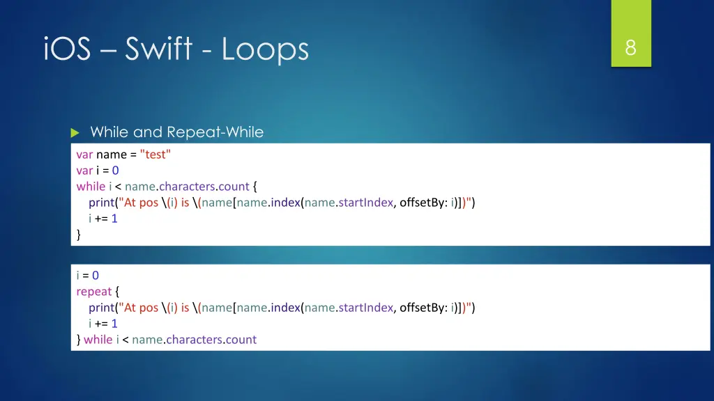 ios swift loops