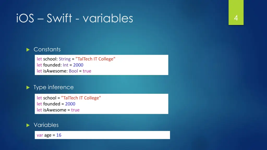 ios swift variables