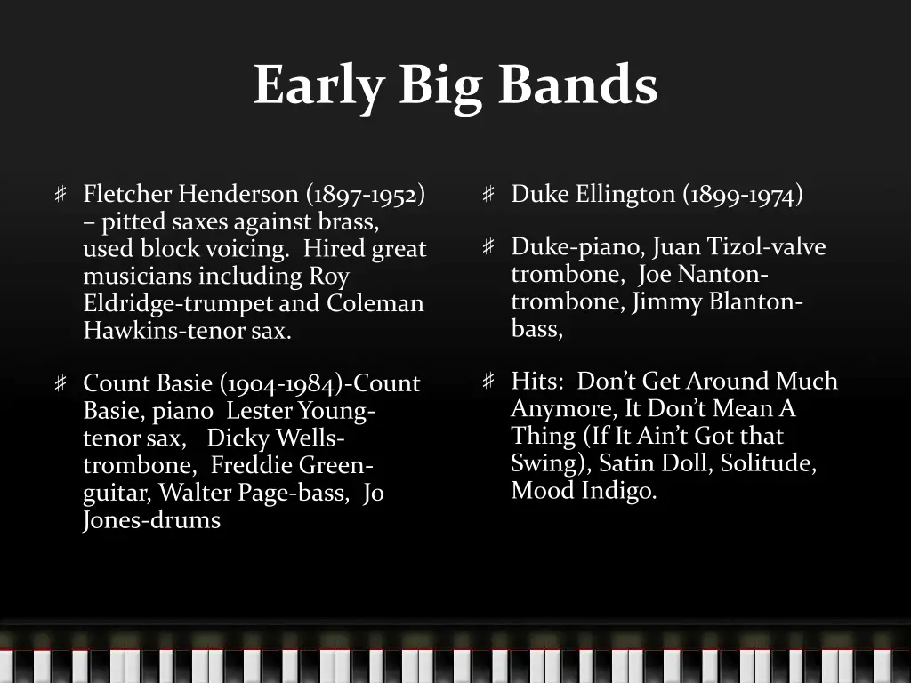 early big bands