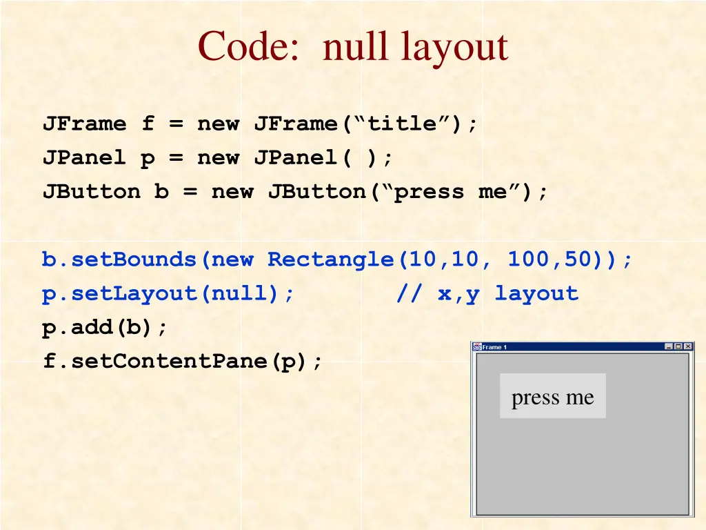 code null layout