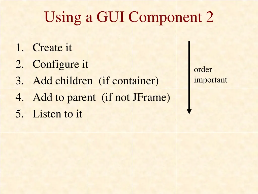 using a gui component 2