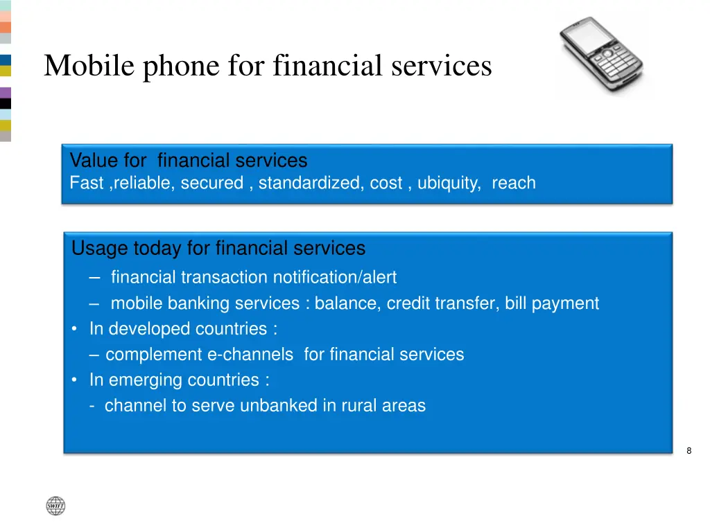 mobile phone for financial services