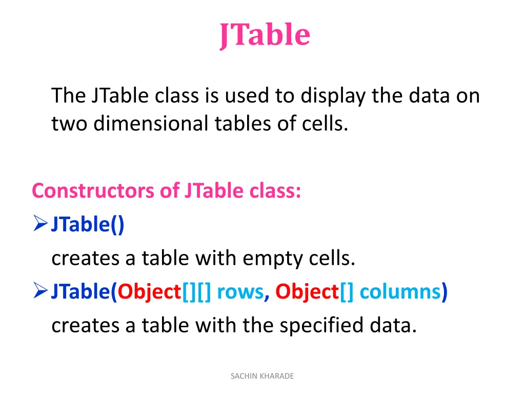 jtable